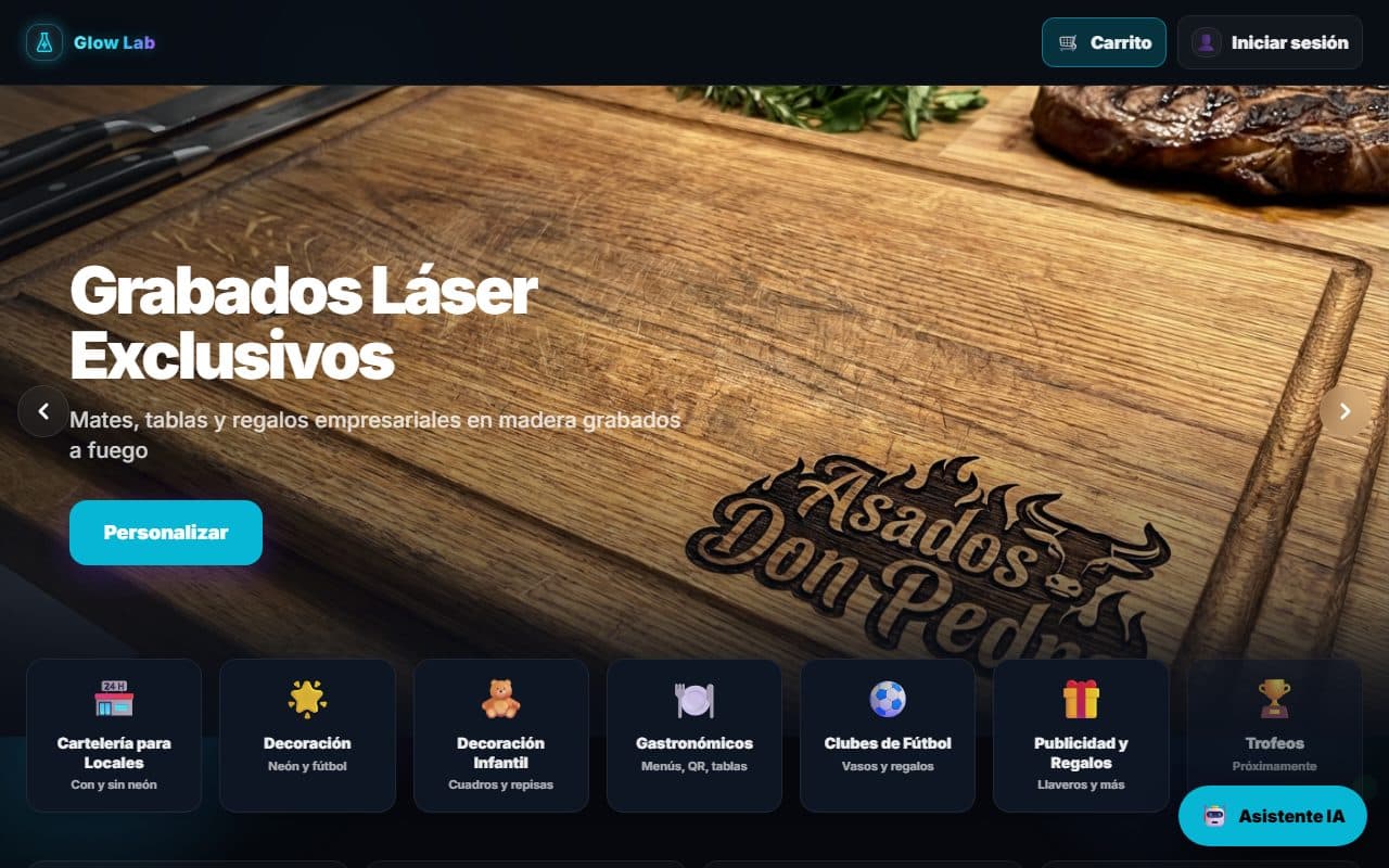 Sitio de Glow Lab hecho por MYN