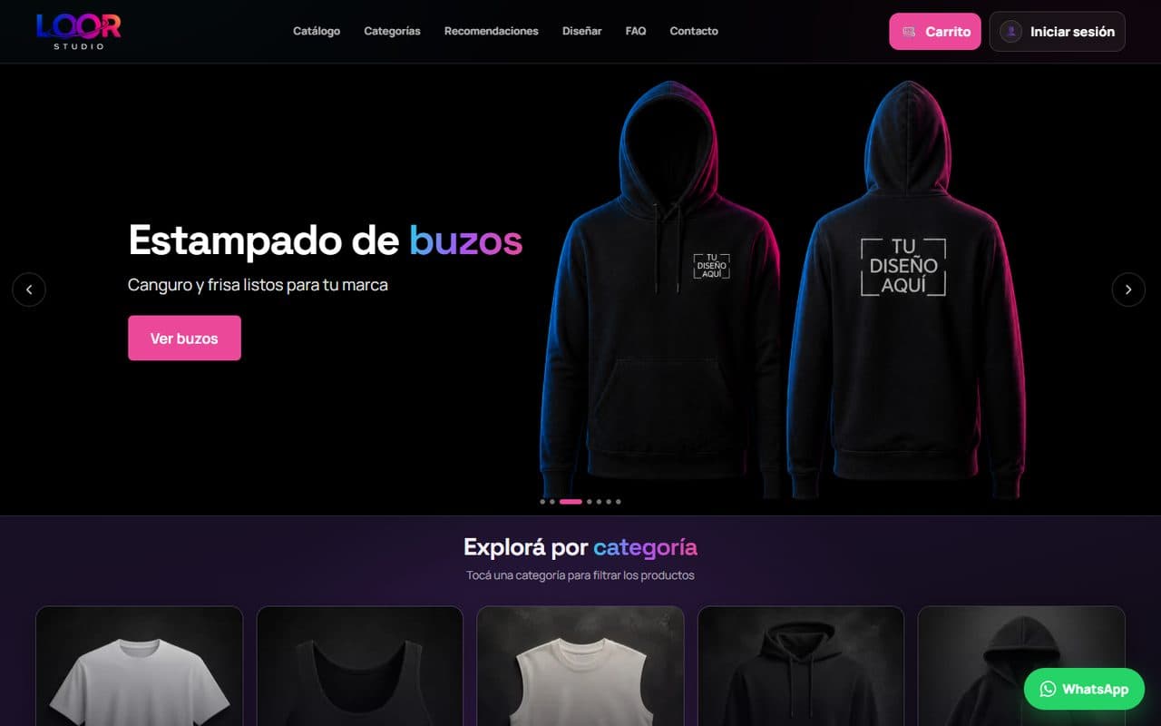 Sitio de Loor Studio hecho por MYN